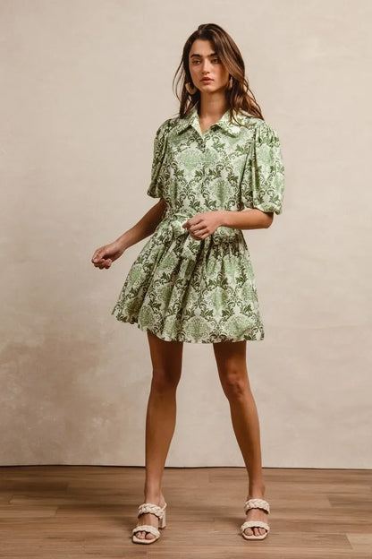 Floral Short Sleeve Mini Shirt Dress - Eva's Edition