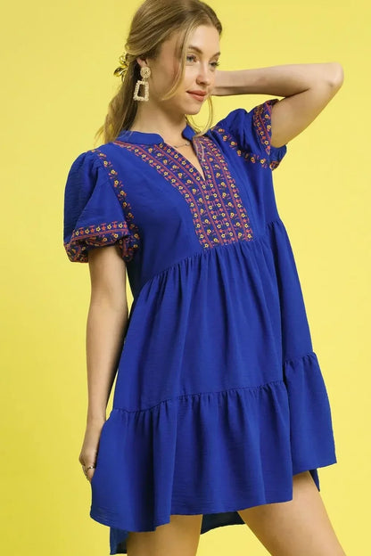 Puff Sleeve Mini Dress - Eva's Edition