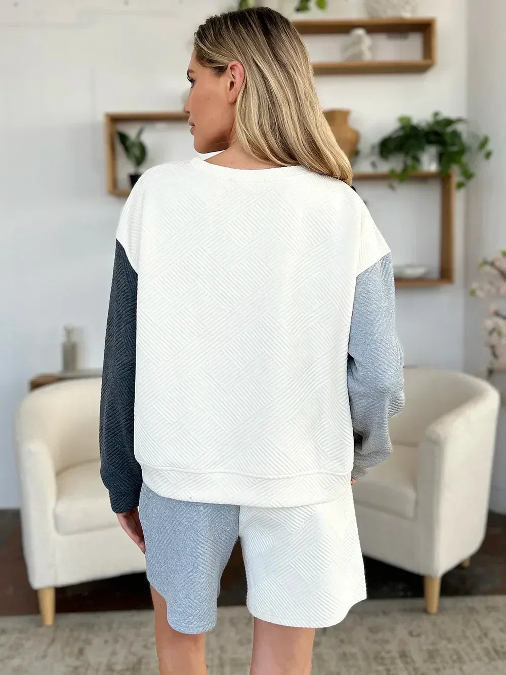 Contrast Drop Shoulder Top and Shorts Set - Eva's Edition