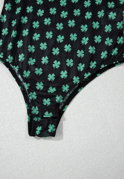 Lucky Clover Mock Neck Long Sleeve Bodysuit - Eva's Edition