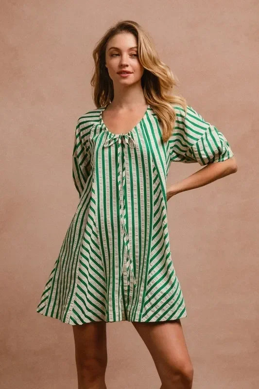 Puffy Sleeves Romper with Back Button Closure - Eva's Edition