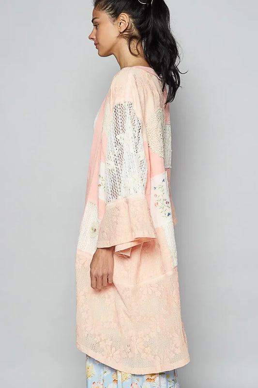 Double Gauze and Lace Mix Cardigan with Embroidered Detail - Eva's Edition