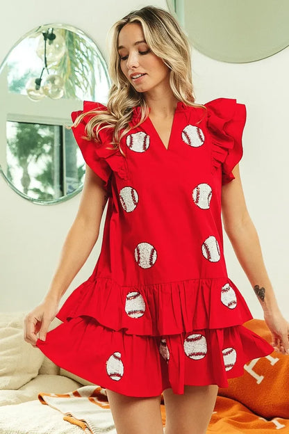 Sequins Baseball Patch Gameday Dress - Eva's Edition