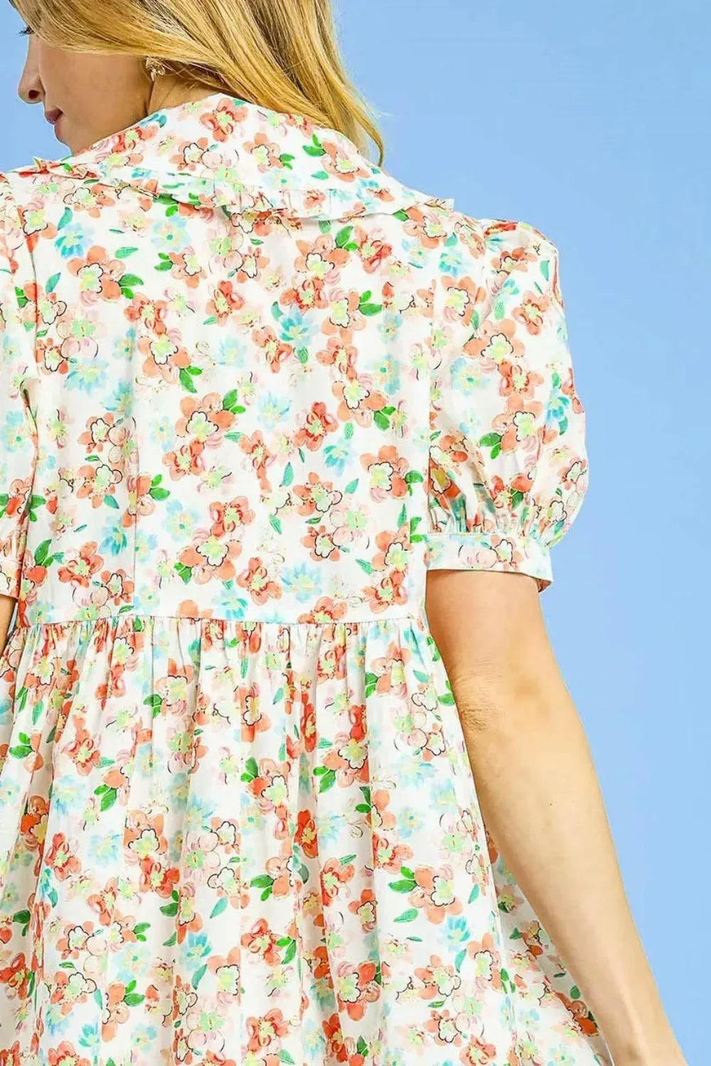Print Puff Sleeve Tie Front Mini Dress - Eva's Edition