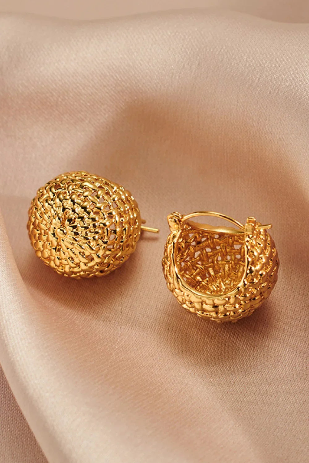 Braided Basket Metal Hoop Earrings - Eva's Edition
