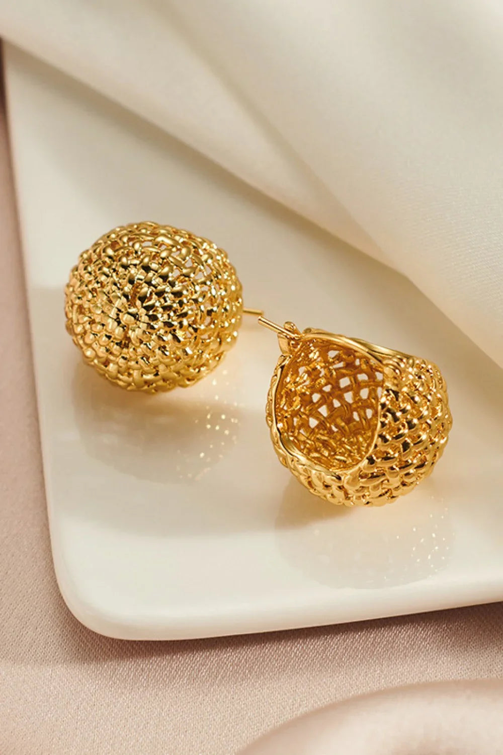 Braided Basket Metal Hoop Earrings - Eva's Edition