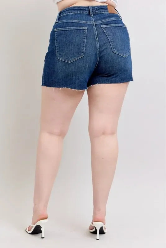 High Waist Criss-Cross Waistband Denim Shorts - Eva's Edition