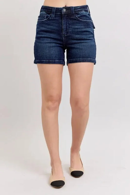 High Waist Back Flap Pocket Denim Shorts - Eva's Edition