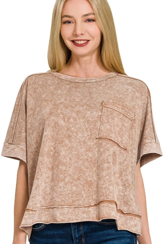 Snow Washed Oversized Crop Box Tee - Eva's Edition