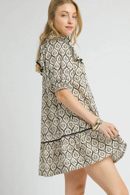 Printed Puff Sleeve Mini Dress - Eva's Edition