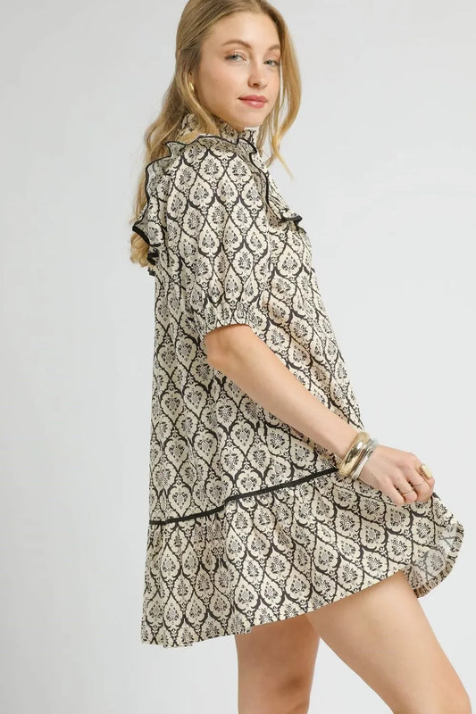 Printed Puff Sleeve Mini Dress - Eva's Edition