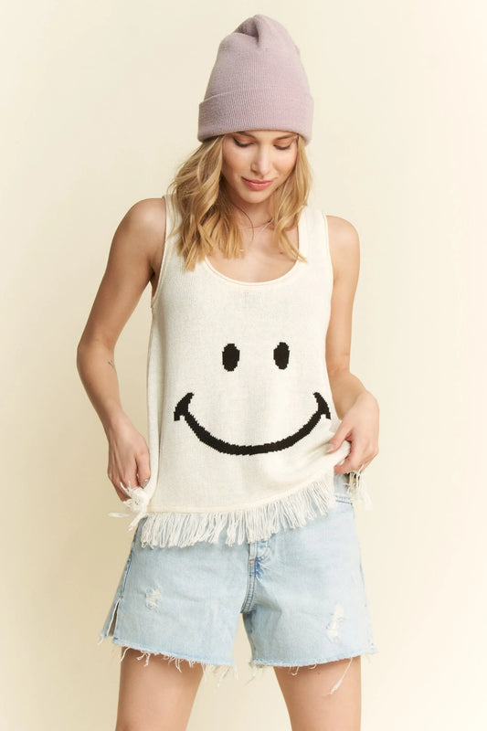 Smiley Fringe Hem Tank Plus Size - Eva's Edition