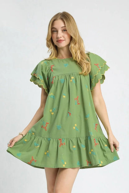 Floral Embroidered Short Sleeve Mini Dress - Eva's Edition
