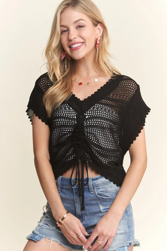 Drawstring Detail Crochet Top - Eva's Edition