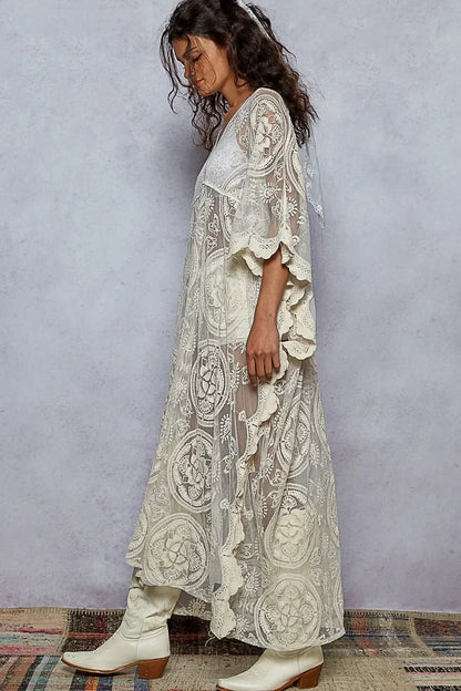 Lace Embroidered Beach Cover Up Kaftan - Eva's Edition