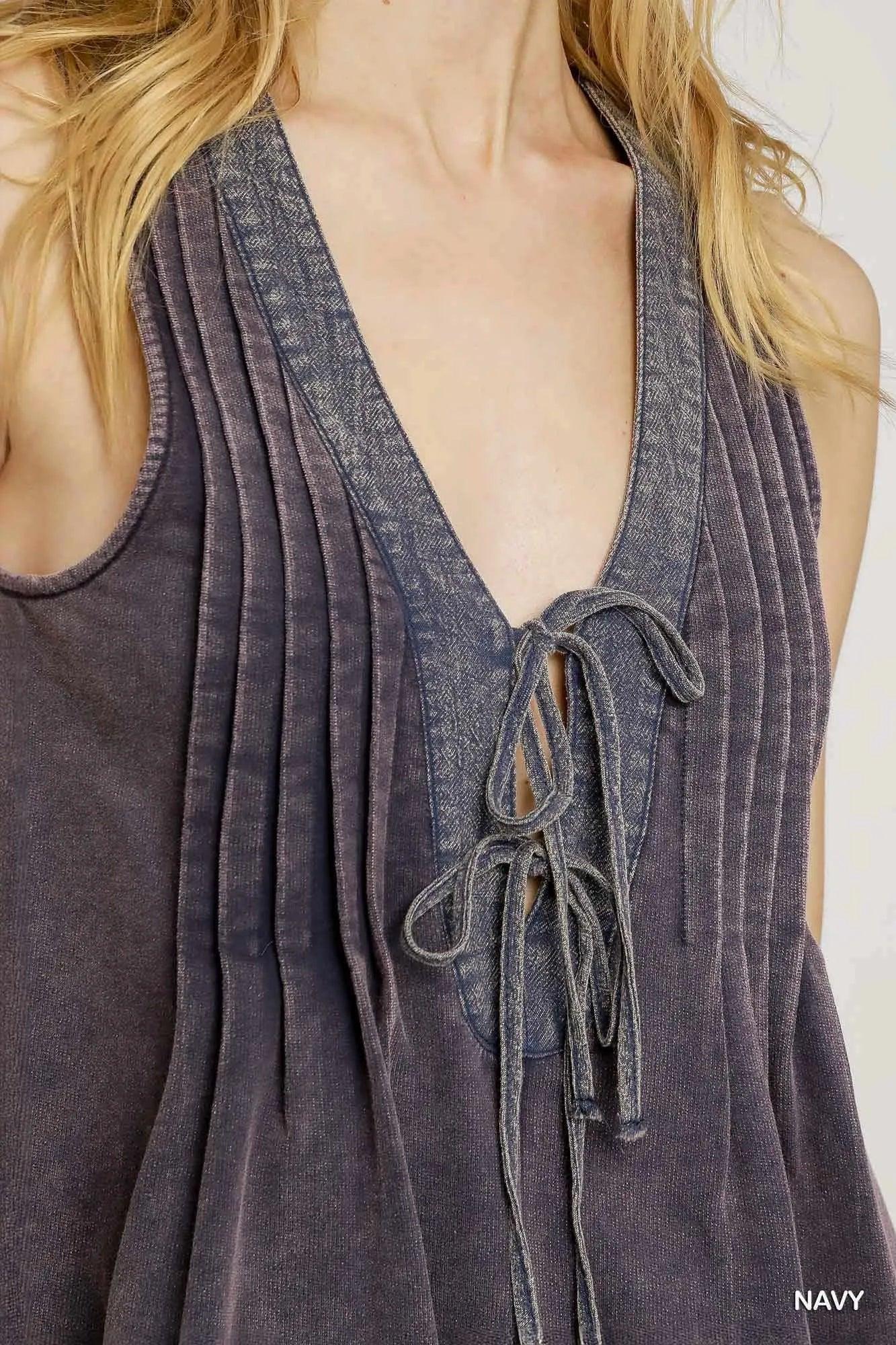 Tie Front Sleeveless Romper - Eva's Edition