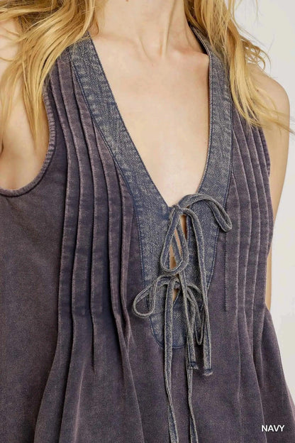 Tie Front Sleeveless Romper - Eva's Edition