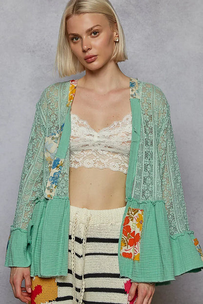 Ruffled Hem Open Front Cardigan - Eva's Edition