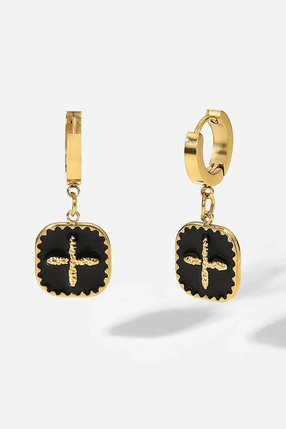 Plus Sign Square Shape Drop Earrings - Eva's Edition
