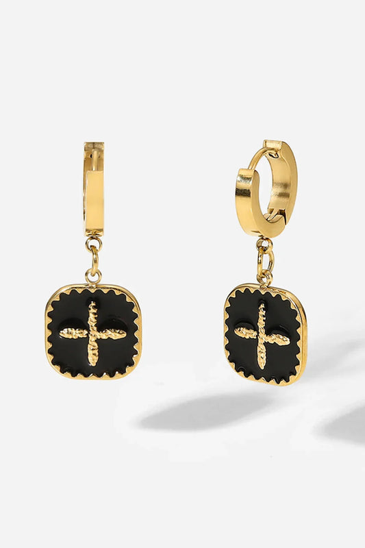 Plus Sign Square Shape Drop Earrings - Eva's Edition