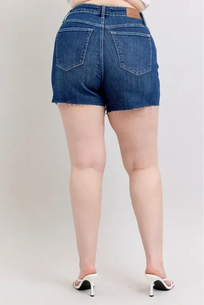 High Waist Criss-Cross Waistband Denim Shorts - Eva's Edition