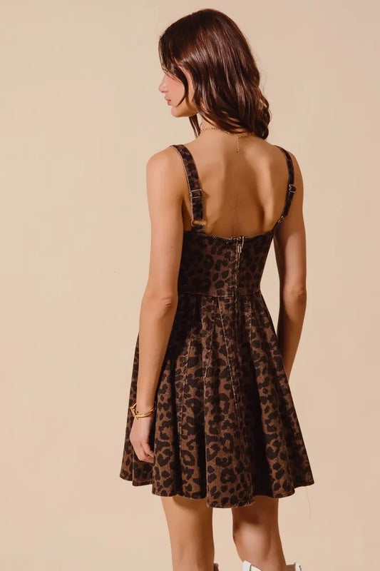 Mineral Washed Leopard Flare Cami Dress - Eva's Edition