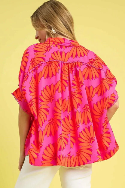 Printed Button-Up Relaxed Shirt - Eva's Edition