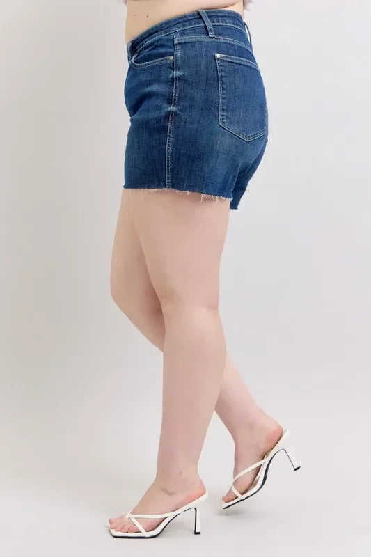 High Waist Criss-Cross Waistband Denim Shorts - Eva's Edition