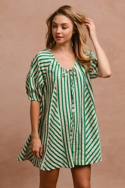 Puffy Sleeves Romper with Back Button Closure - Eva's Edition
