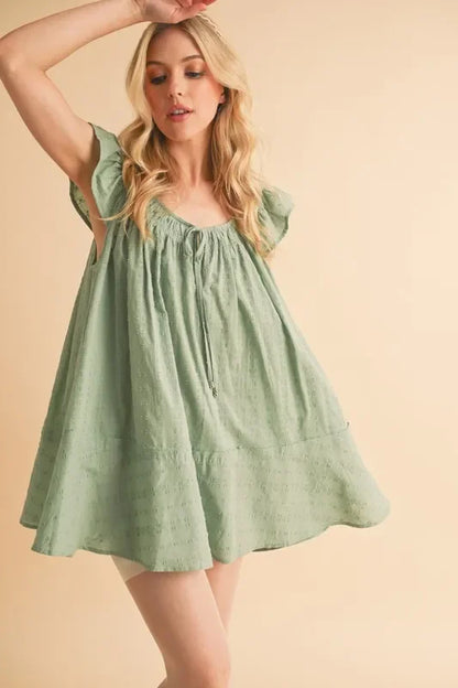 Ruffled Cap Sleeve Cotton Tunic Mini Dress - Eva's Edition