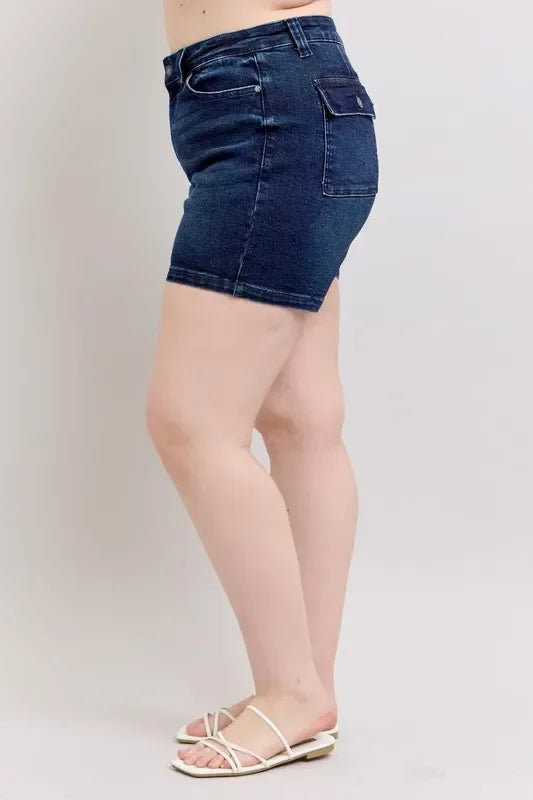 High Waist Back Flap Pocket Denim Shorts - Eva's Edition