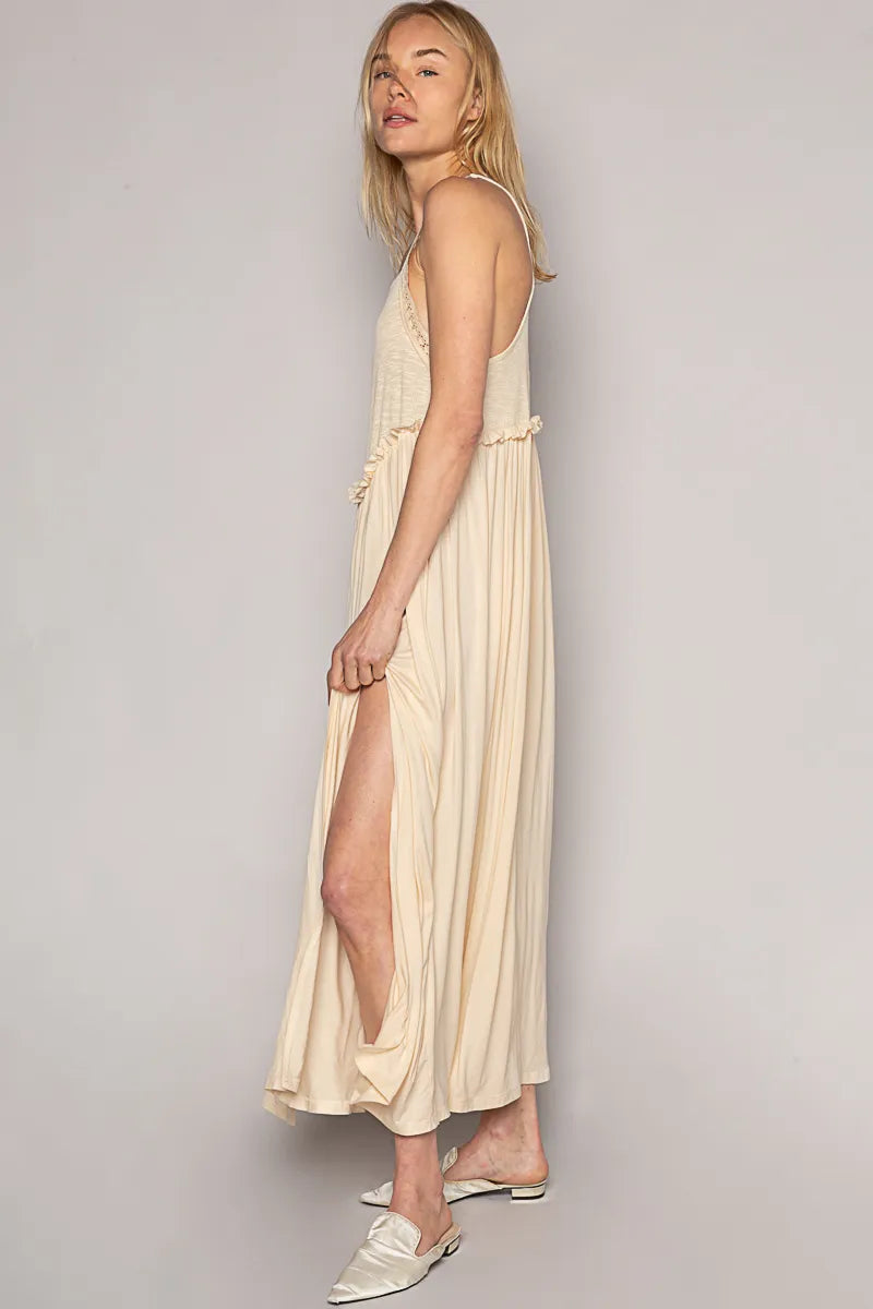 Frill Slit Square Neck Cami Dress - Eva's Edition