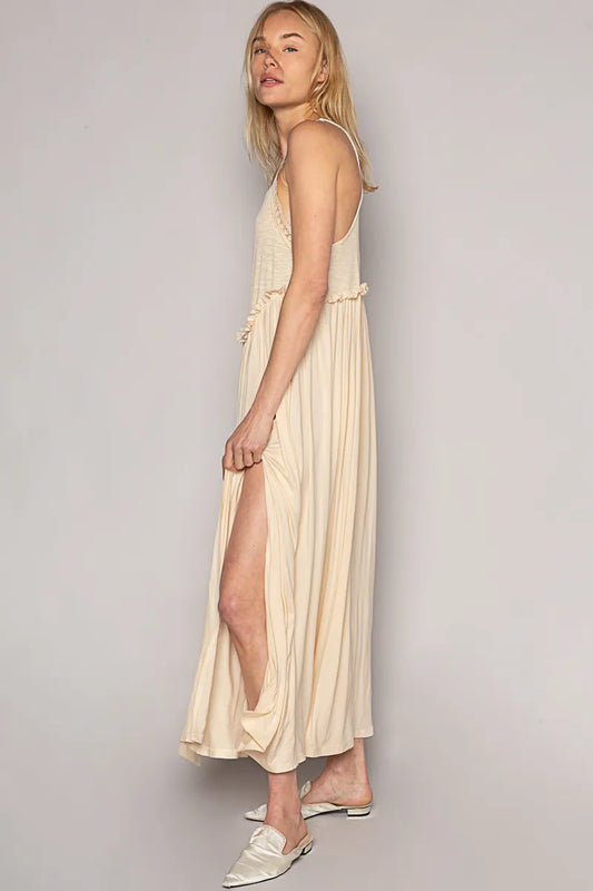 Frill Slit Square Neck Cami Dress - Eva's Edition