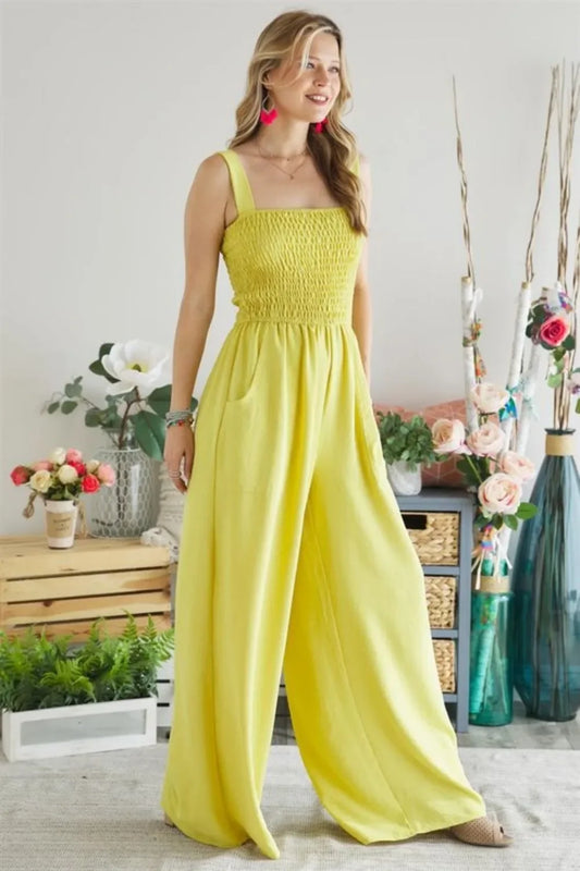 Smocking Top Wide Leg Jumpsuit - Eva's Edition