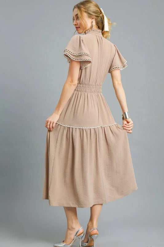 Tiered Flutter Sleeve Midi Dress - Eva's Edition