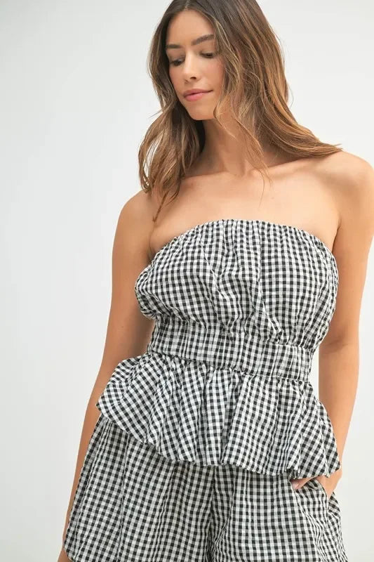 Gingham Tube Top and Shorts Set - Eva's Edition
