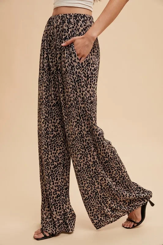 Leopard Plisse Lounge Wide Pants - Eva's Edition