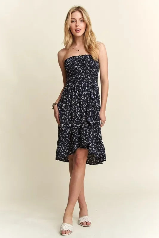 Smocked Floral Tube Dress with Pockets - Eva's Edition