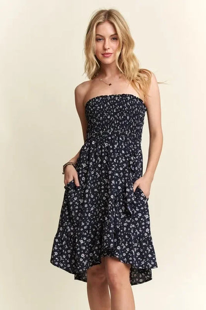 Smocked Floral Tube Dress with Pockets - Eva's Edition