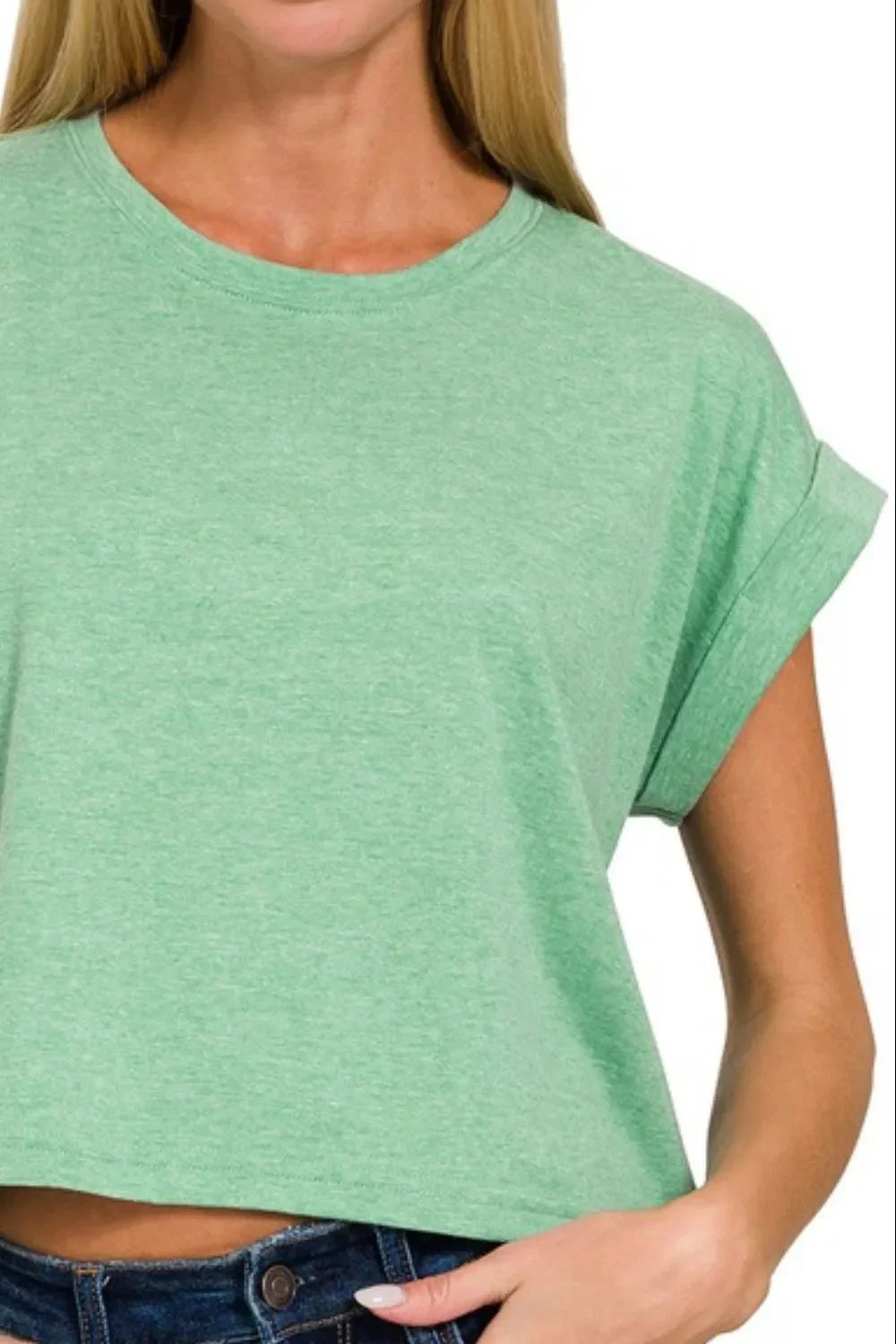 Rolled Sleeve Crop T-Shirt - Eva's Edition