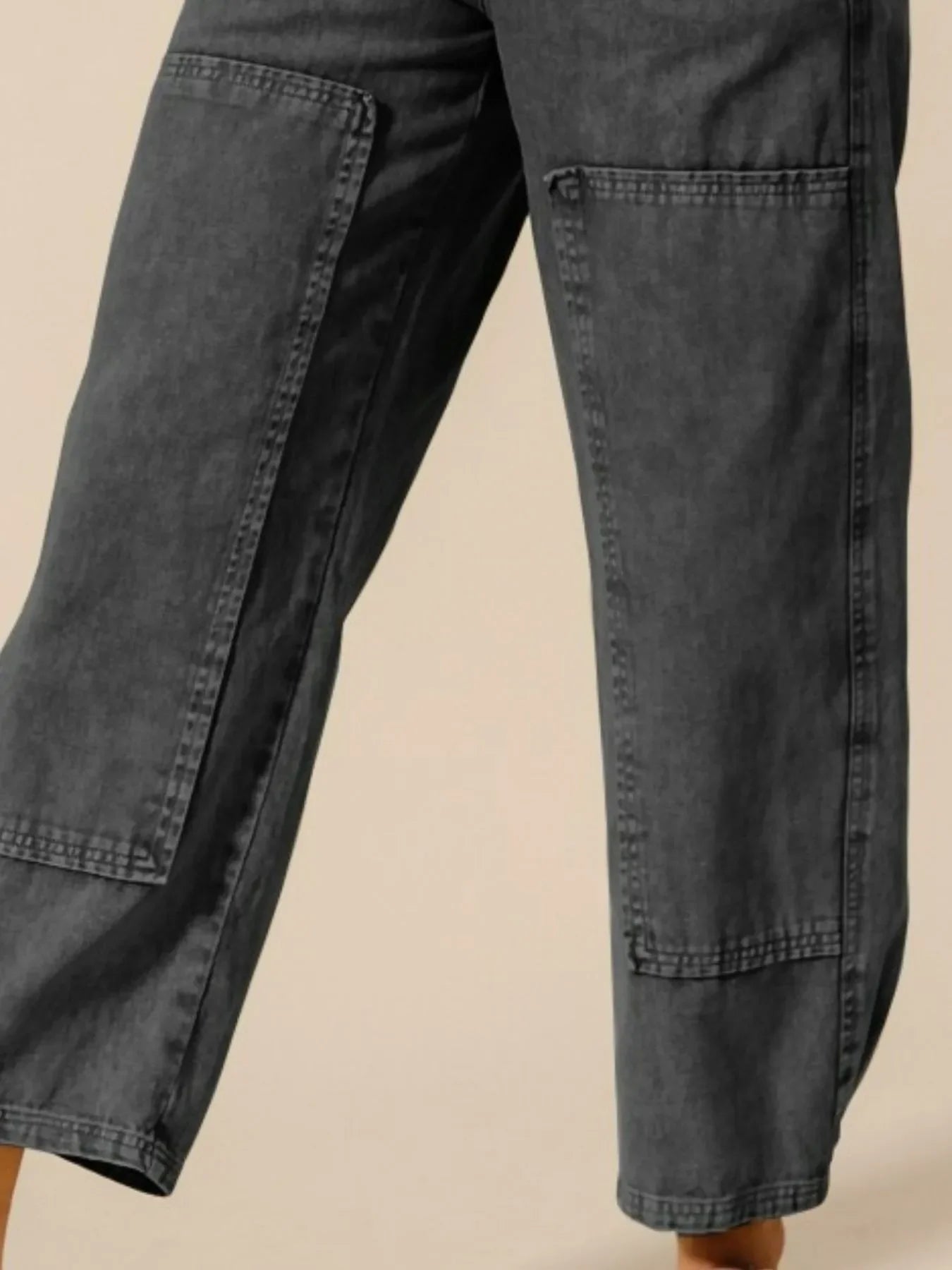 Mineral Washed Mid Rise Barrel Shape Pants - Eva's Edition