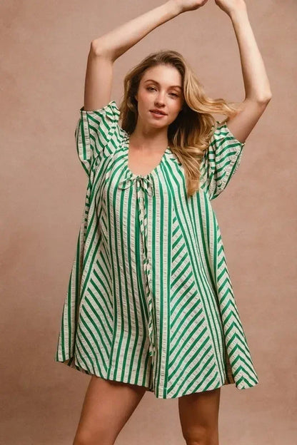 Puffy Sleeves Romper with Back Button Closure - Eva's Edition