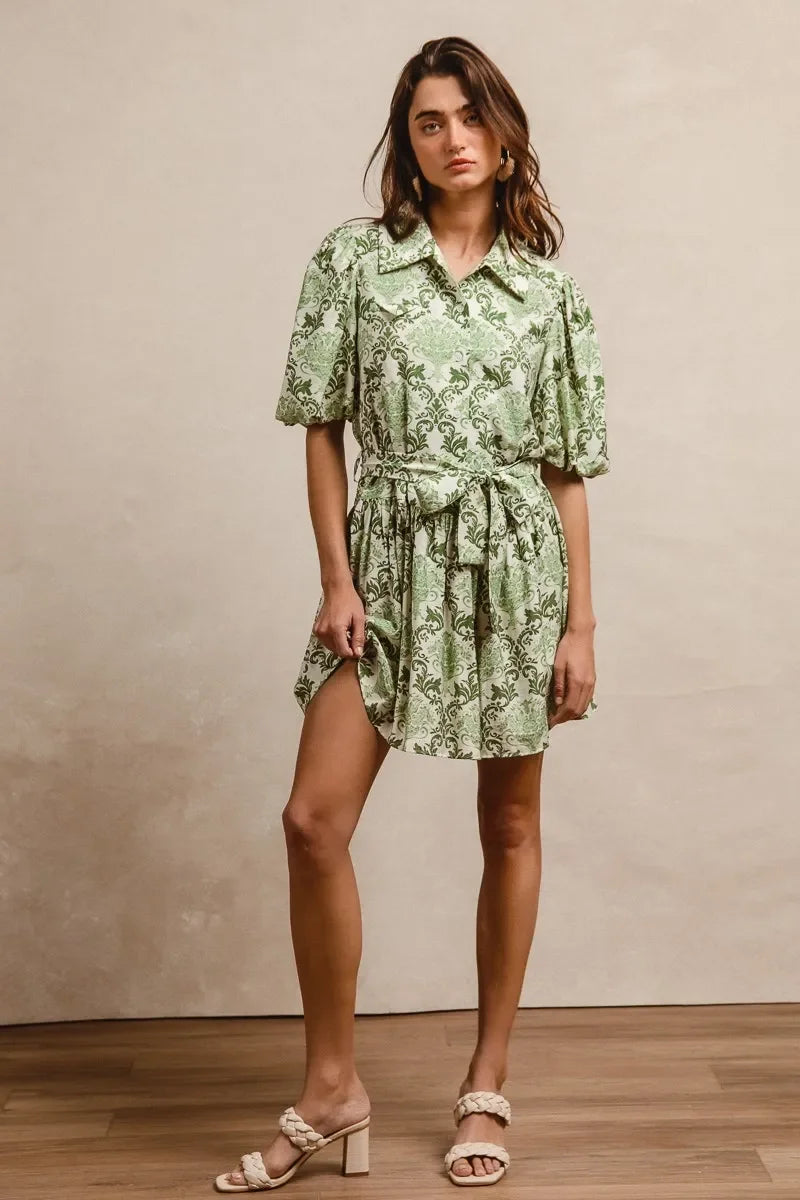 Floral Short Sleeve Mini Shirt Dress - Eva's Edition