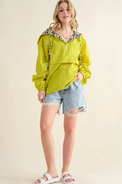 Leopard Print Hoodie Zipper Up Pocket Windbreaker - Eva's Edition
