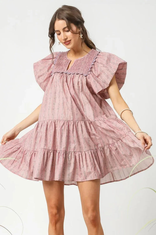 Ruffled Cap Sleeve Tiered Mini Dress - Eva's Edition