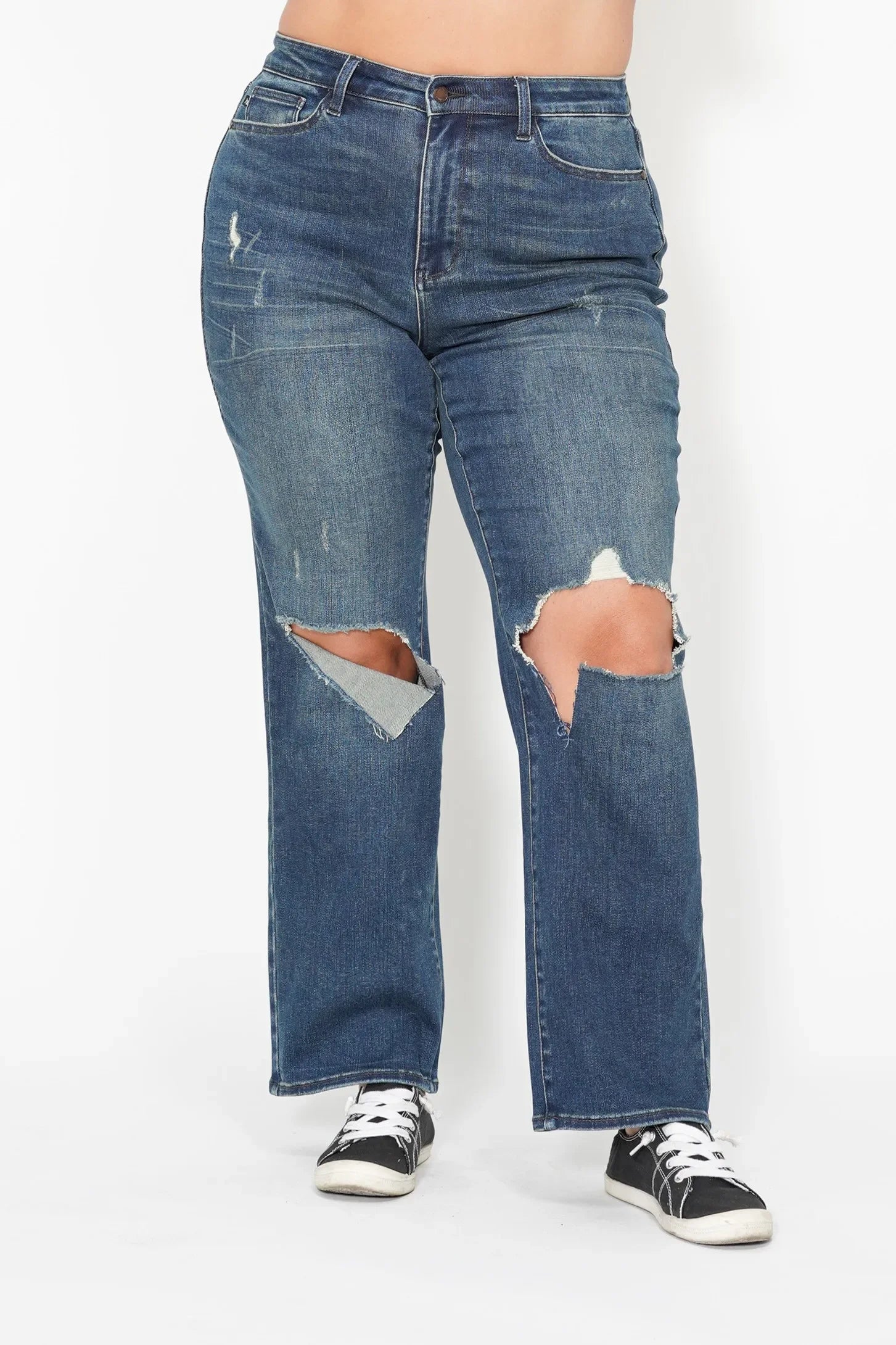 Ripped Knee Dad Jeans Plus Size - Eva's Edition