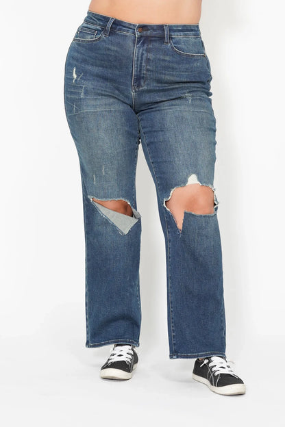Ripped Knee Dad Jeans Plus Size - Eva's Edition
