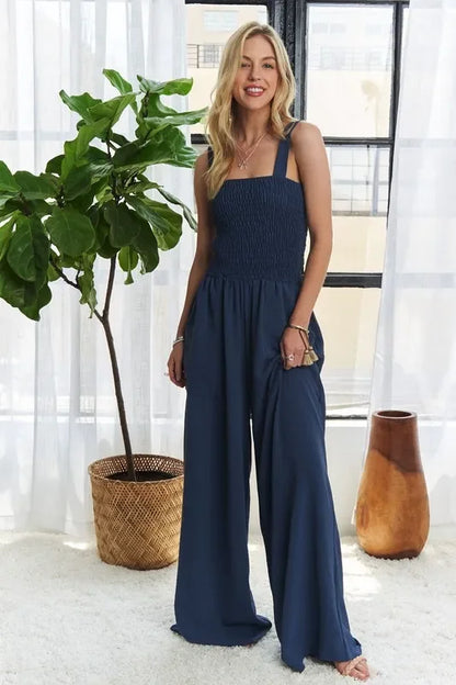 Smocking Top Wide Leg Jumpsuit - Eva's Edition