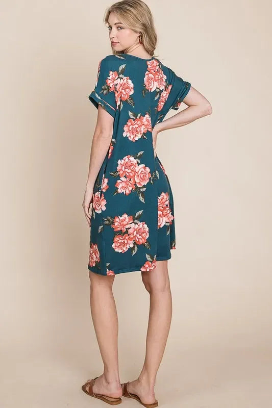 Round Neck Short Tee Dress with Pockets - Eva's Edition