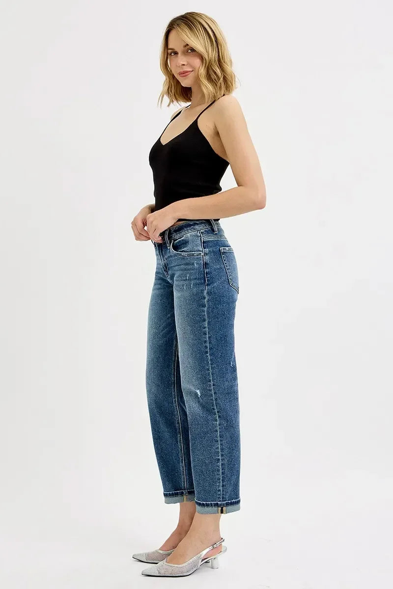 Low Rise Crop Boyfriend Jeans Plus Size - Eva's Edition